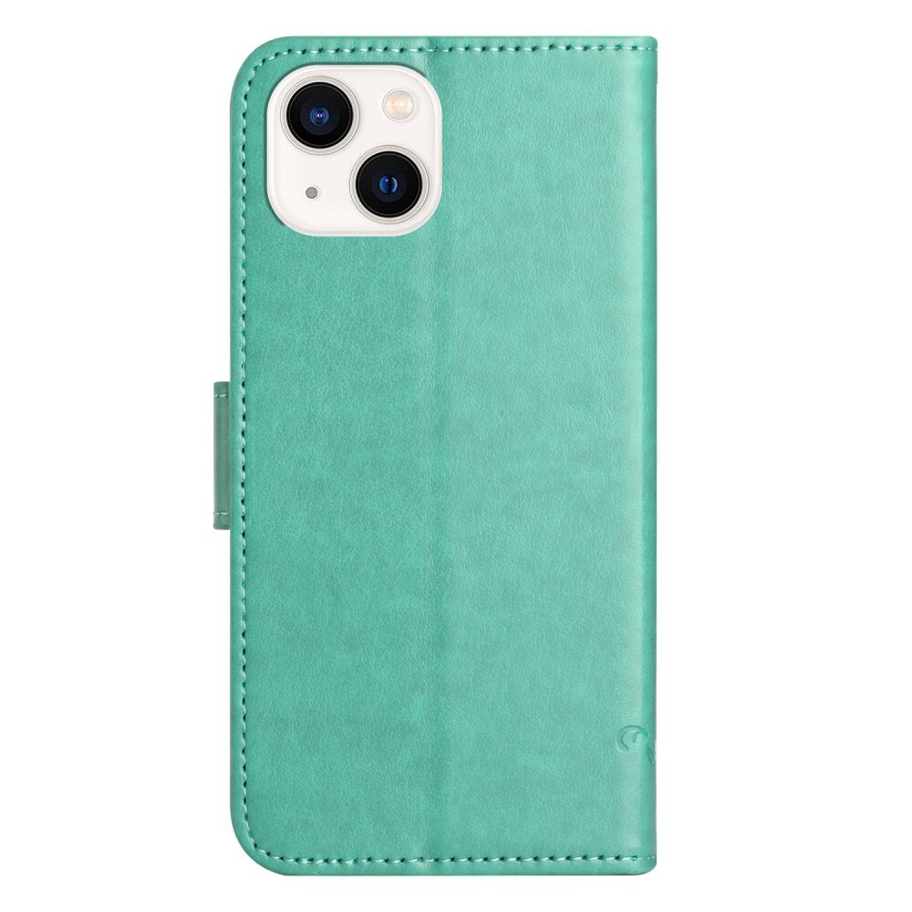 Nahkakotelo Perhonen iPhone 14 Plus Vihreä