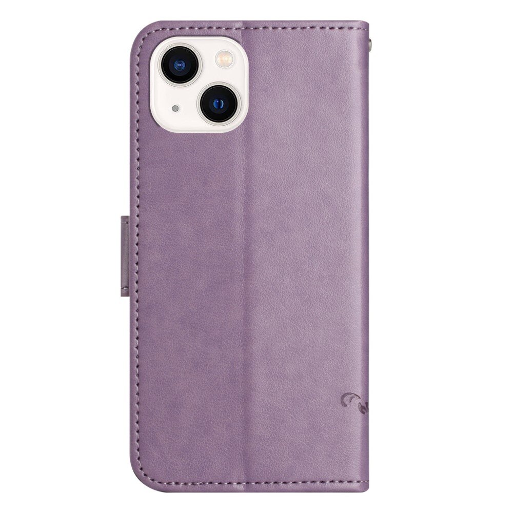 Nahkakotelo Perhonen iPhone 14 Plus Liila