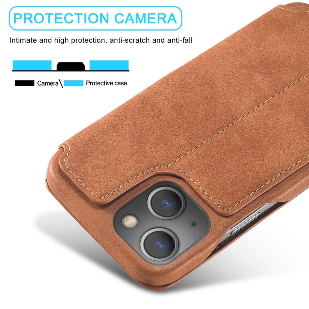 Slim Lompakkokotelot iPhone 14 Plus cognac