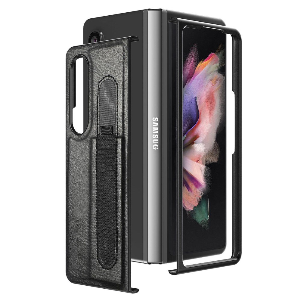 Samsung Galaxy Z Fold 4 Nahkakotelo Kynäpidikkeellä Musta