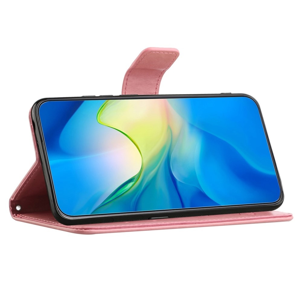 Nahkakotelo Perhonen OnePlus 10T vaaleanpunainen
