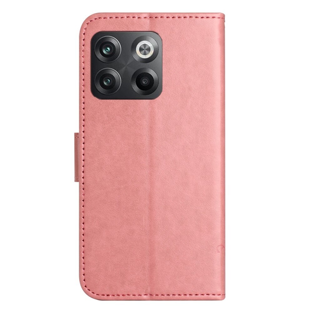 Nahkakotelo Perhonen  OnePlus 10T Vaaleanpunainen