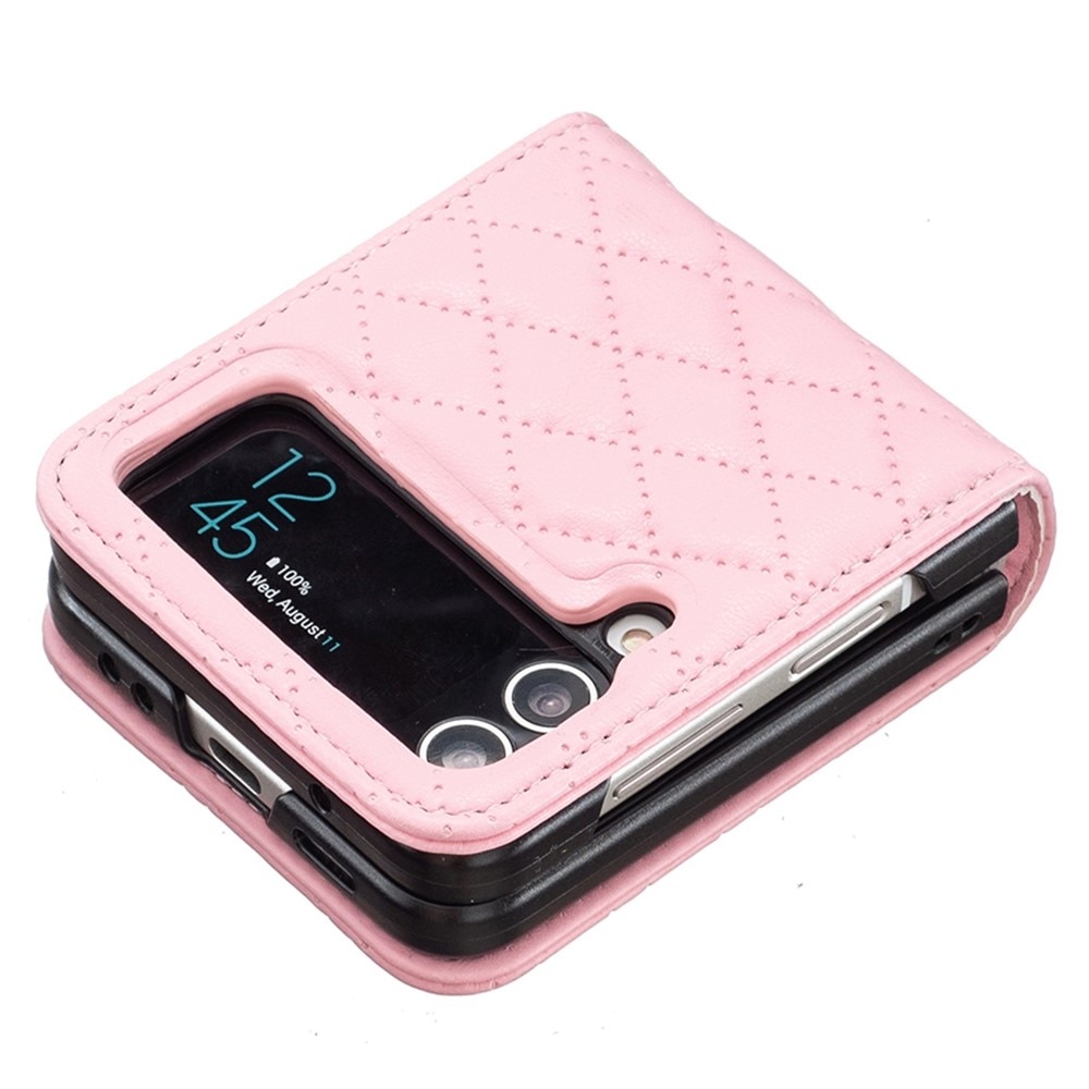 Kotelo Samsung Galaxy Z Flip 4 Quilted vaaleanpunainen