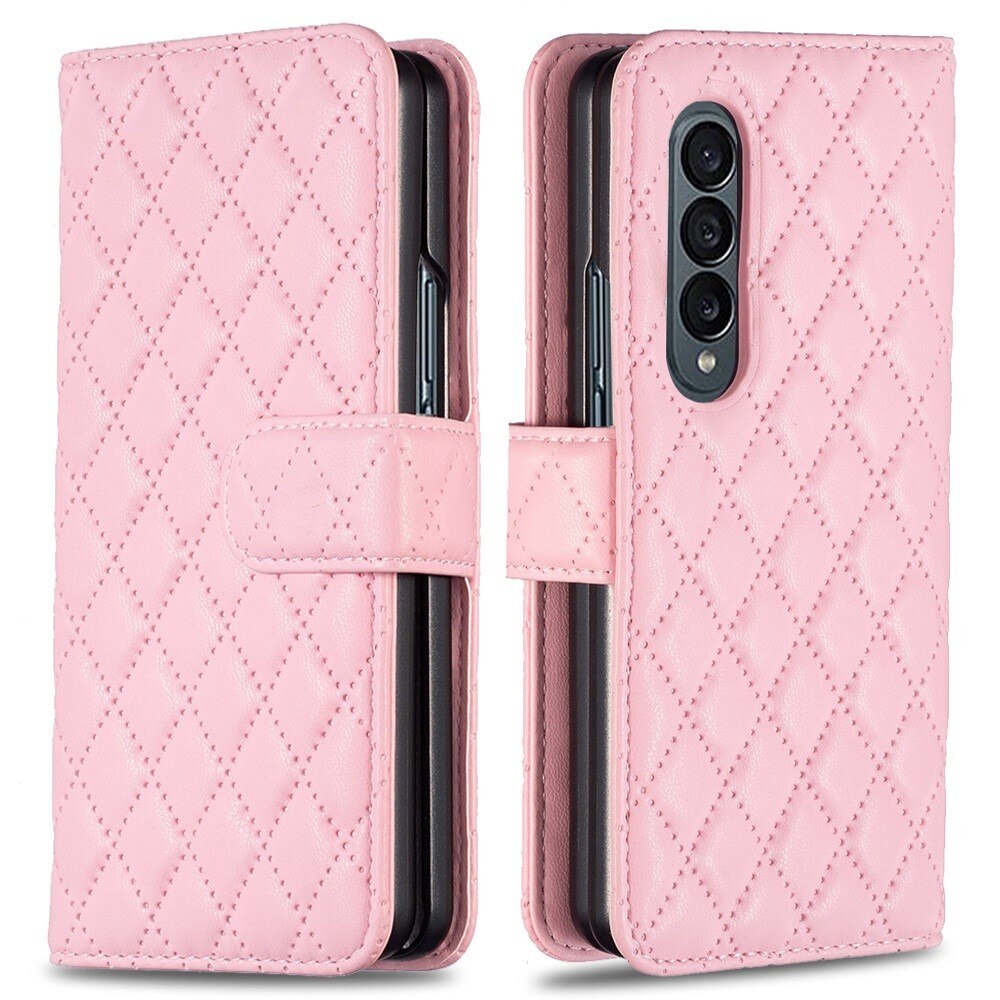 Lompakkokotelot Samsung Galaxy Z Fold 4 Quilted vaaleanpunainen