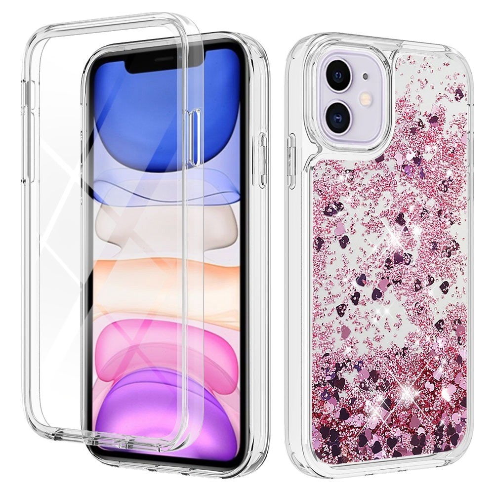 Full Protection Glitter Powder TPU Case iPhone 11 vaaleanpunainen