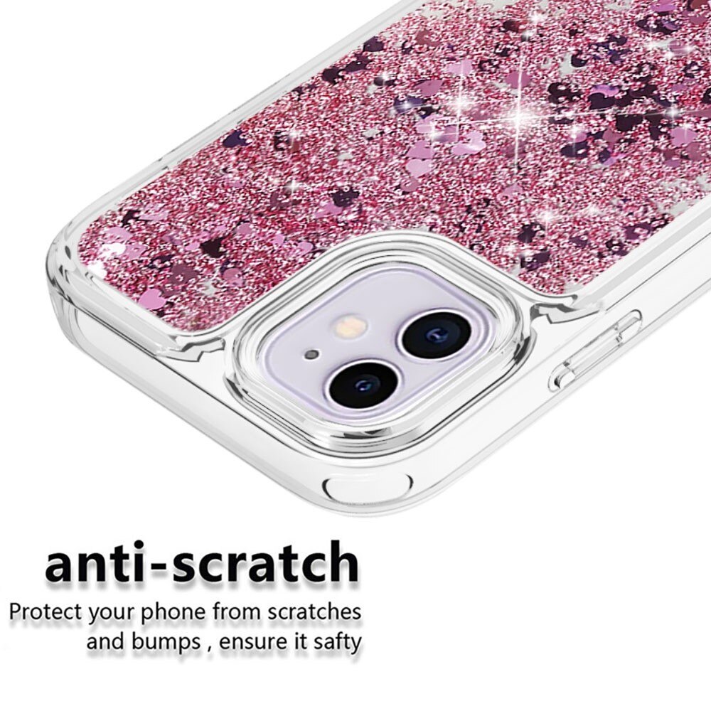 Full Protection Glitter Powder TPU Case iPhone 11 vaaleanpunainen