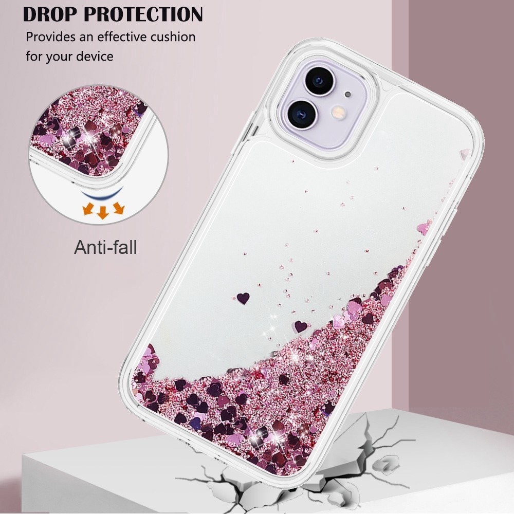 Full Protection Glitter Powder TPU Case iPhone 11 vaaleanpunainen