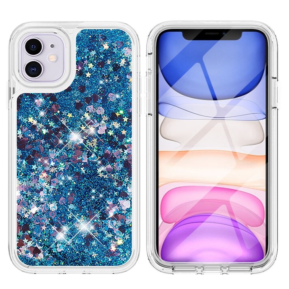 Full Protection Glitter Powder TPU Case iPhone 11 sininen