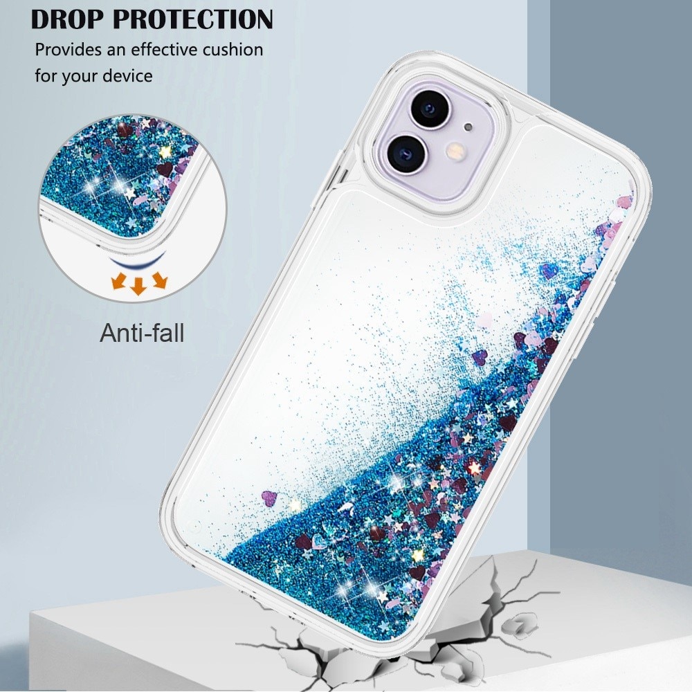 Full Protection Glitter Powder TPU Case iPhone 11 sininen