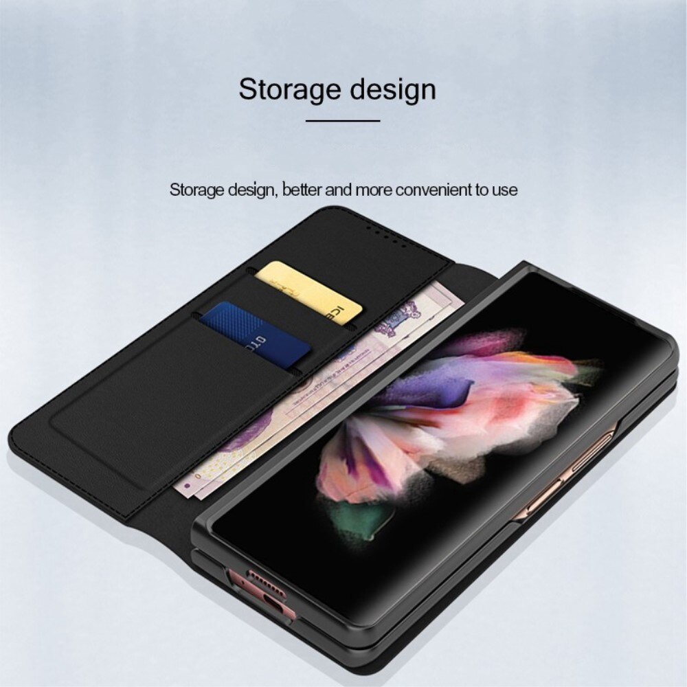 Aito Nahkakotelo Samsung Galaxy Z Fold 4 Ruskea