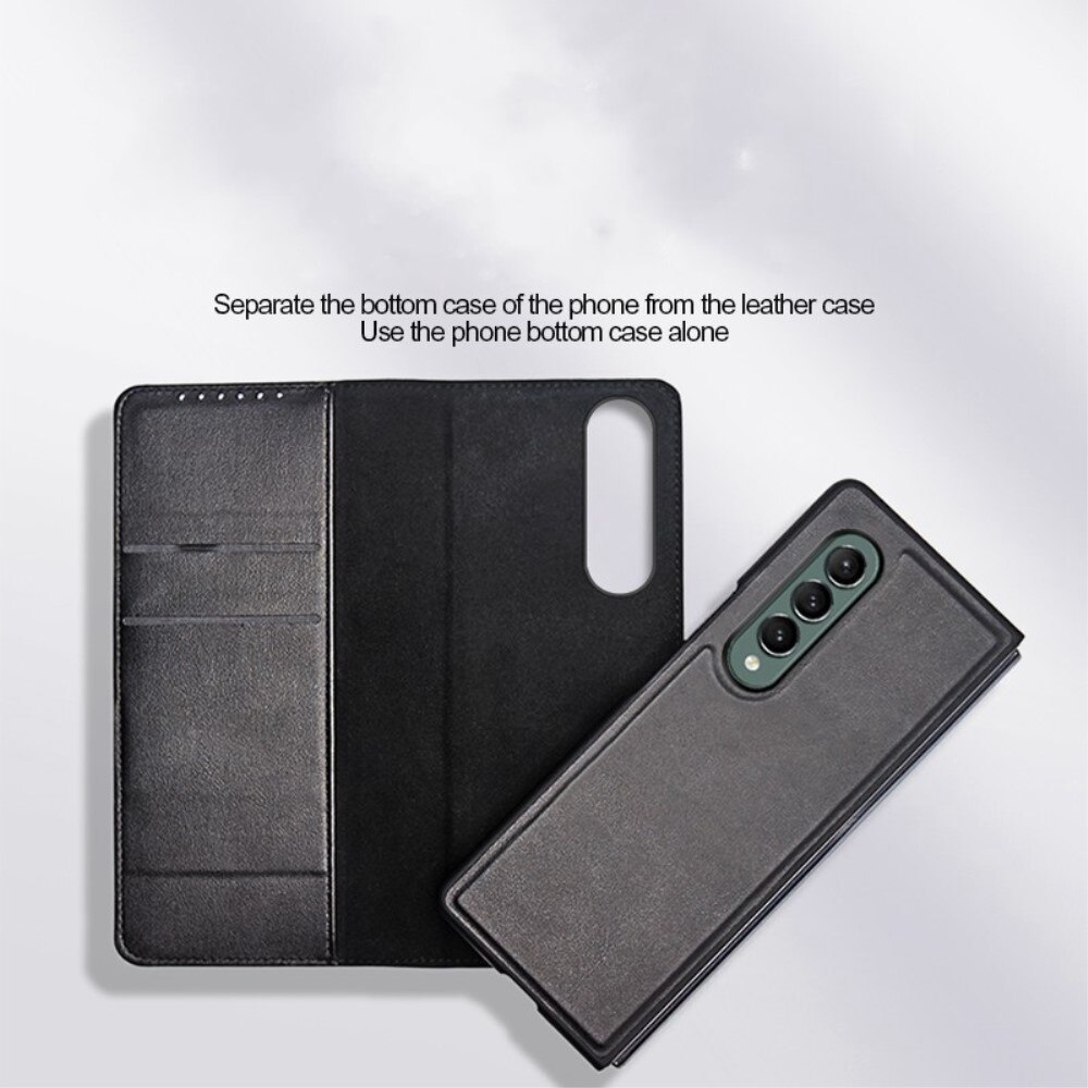 Aito Nahkakotelo Samsung Galaxy Z Fold 4 Ruskea