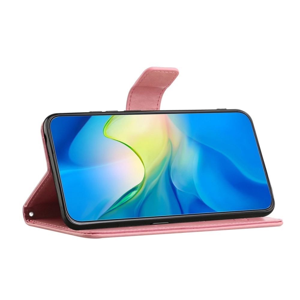 Nahkakotelo Perhonen Samsung Galaxy A04 vaaleanpunainen