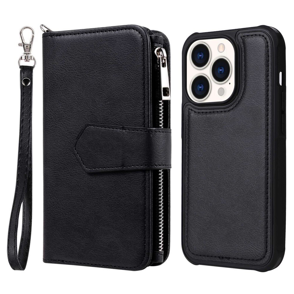 Zipper Magnet Wallet iPhone 14 Pro musta