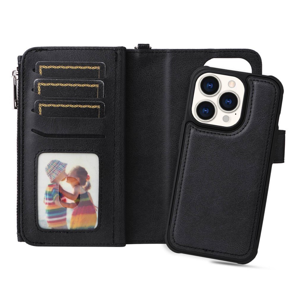 Zipper Magnet Wallet iPhone 14 Pro musta