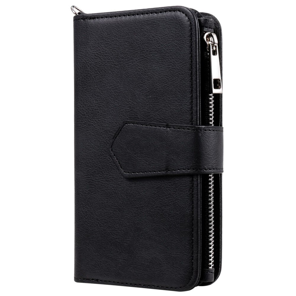 Zipper Magnet Wallet iPhone 14 Plus musta