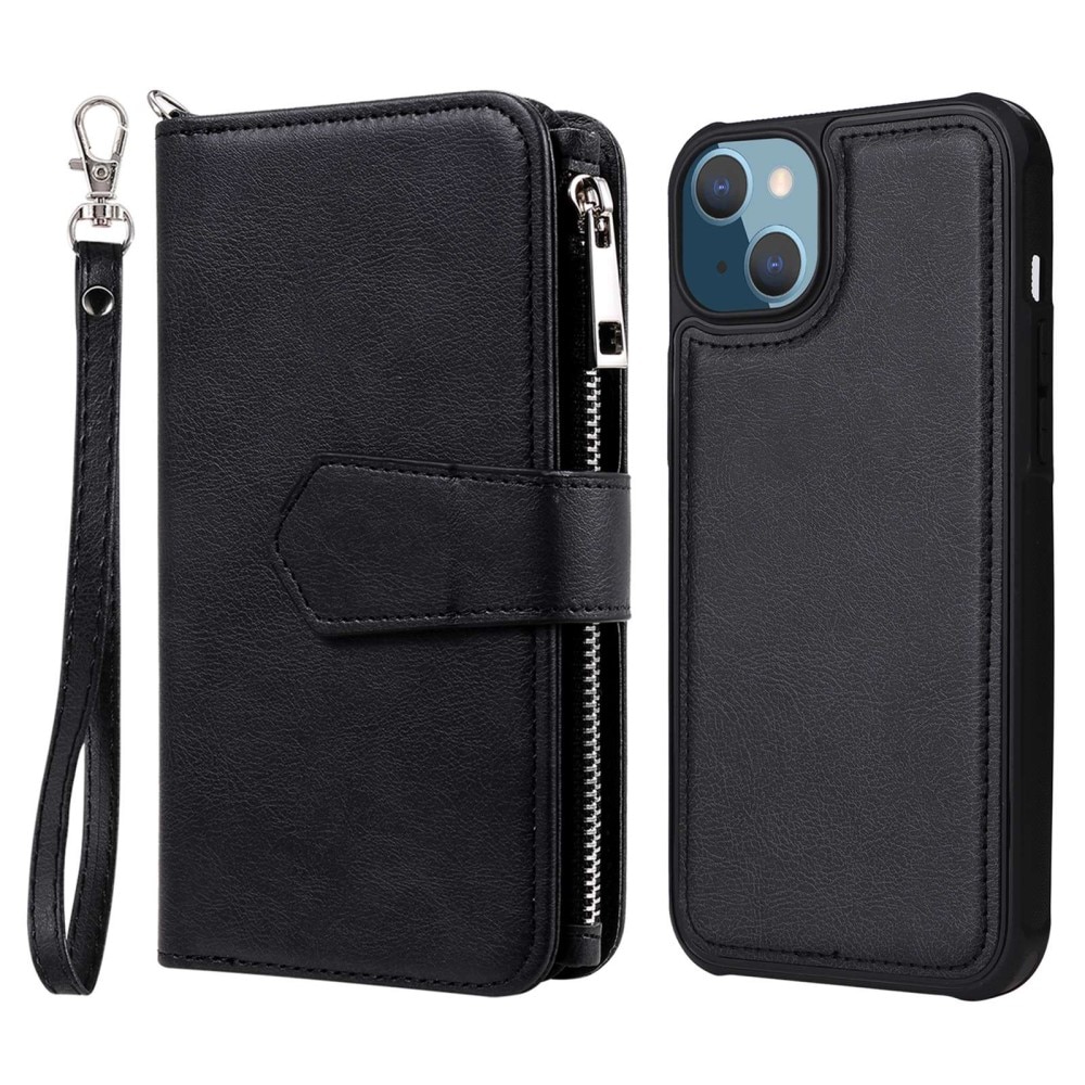 Zipper Magnet Wallet iPhone 14 Plus musta