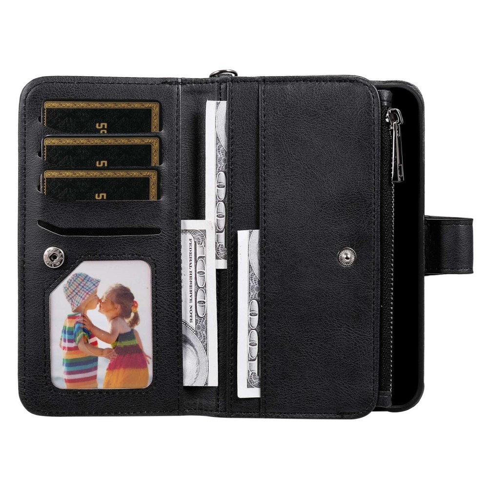 Zipper Magnet Wallet iPhone 14 Plus musta