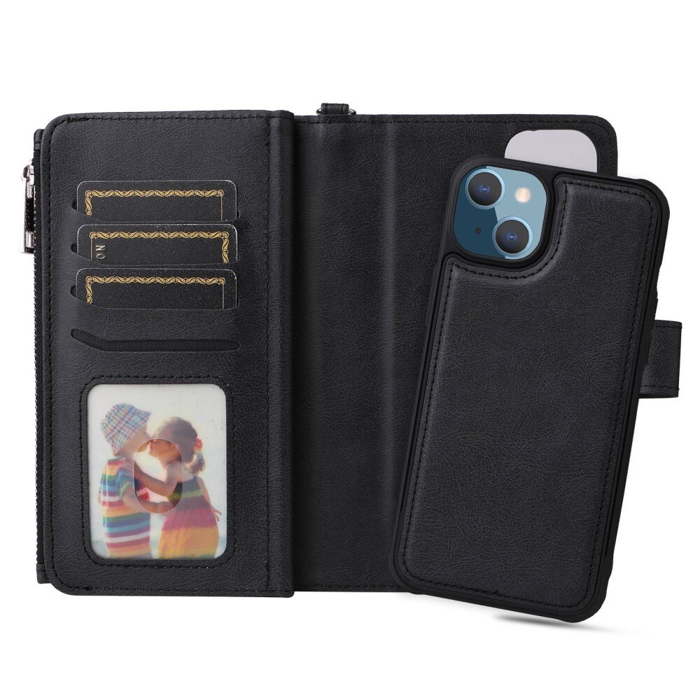 Zipper Magnet Wallet iPhone 14 Plus musta