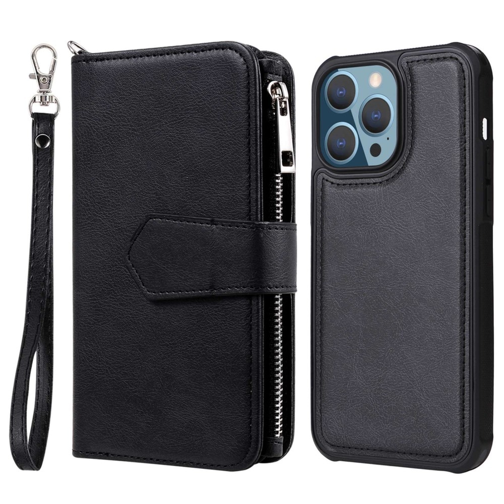 Zipper Magnet Wallet iPhone 14 Pro Max musta