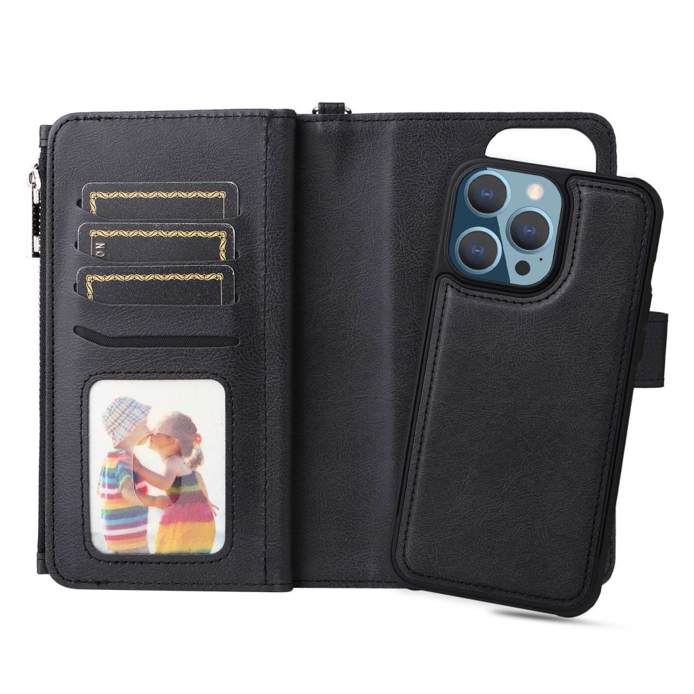 Zipper Magnet Wallet iPhone 14 Pro Max musta