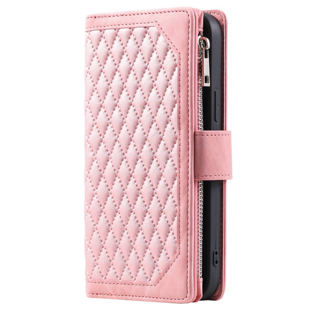 Lompakkolaukku Samsung Galaxy A04 Quilted Vaaleanpunainen