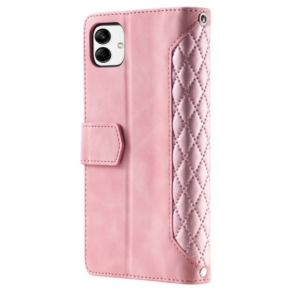 Lompakkolaukku Samsung Galaxy A04 Quilted Vaaleanpunainen