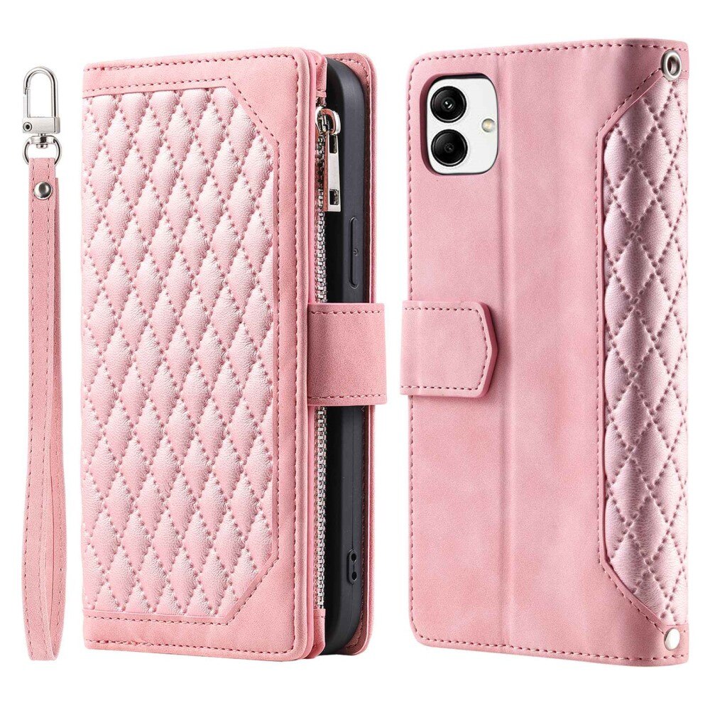 Lompakkolaukku Samsung Galaxy A04 Quilted Vaaleanpunainen