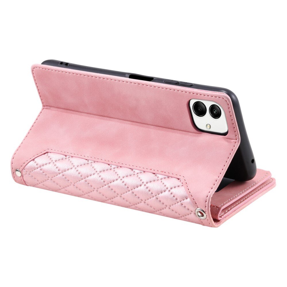 Lompakkolaukku Samsung Galaxy A04 Quilted Vaaleanpunainen