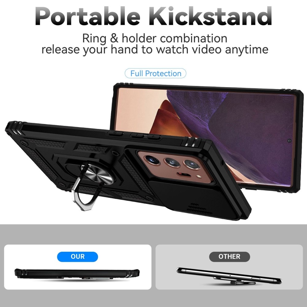 Hybridikuori Tech Ring+Kamerasuojalla Samsung Galaxy Note 20 Ultra musta