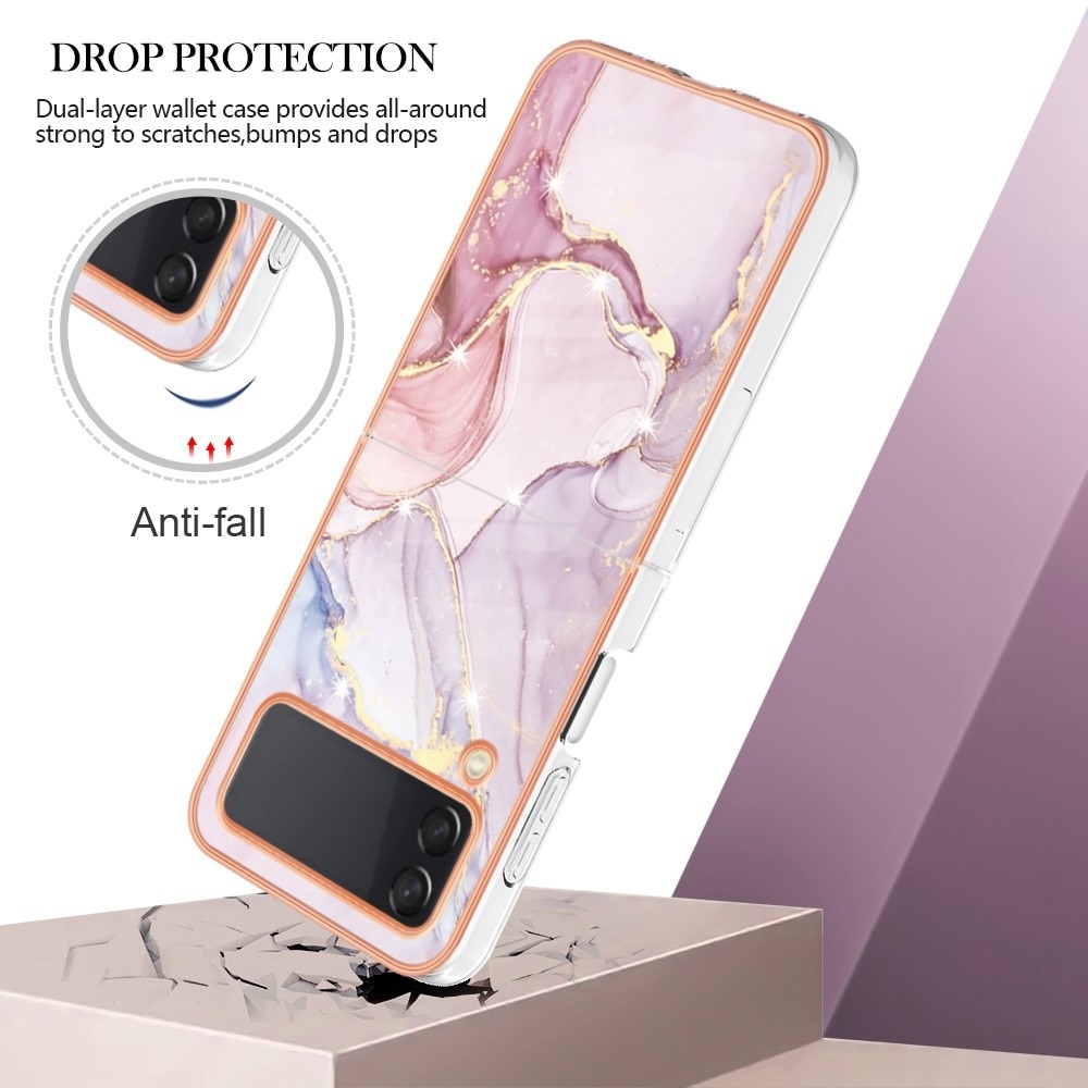 TPU suojakuori Samsung Galaxy Z Flip 4 vaaleanpunainen marmoria