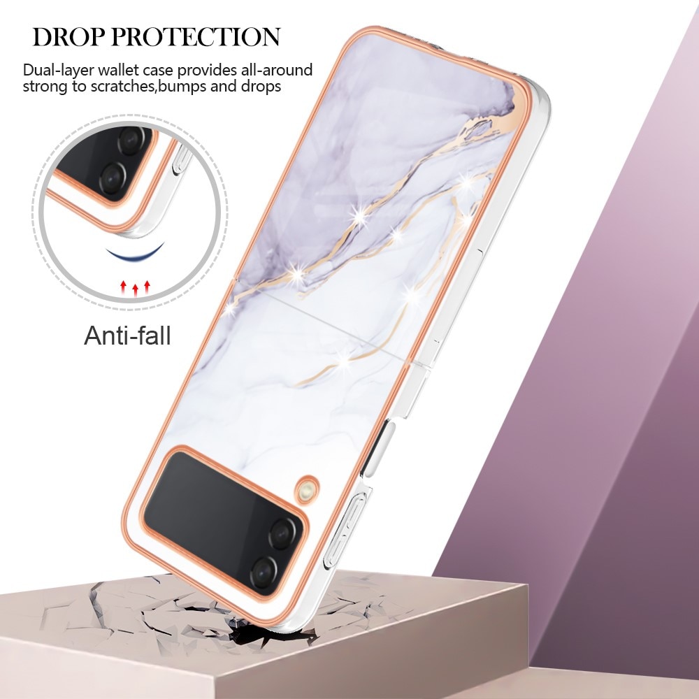 TPU suojakuori Samsung Galaxy Z Flip 4 valkoista marmoria