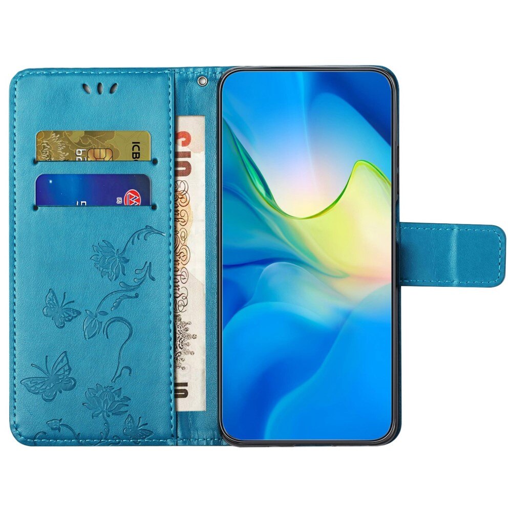 Nahkakotelo Perhonen Motorola Moto E22i Sininen