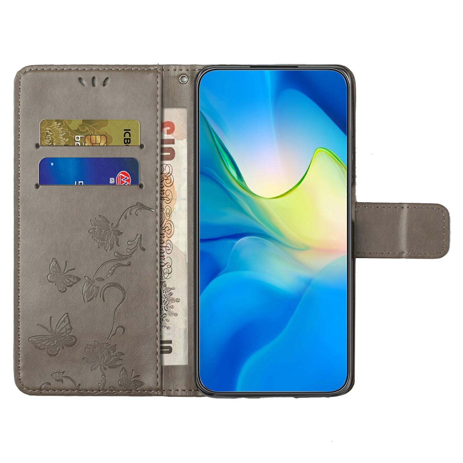 Nahkakotelo Perhonen Samsung Galaxy A17 Harmaa