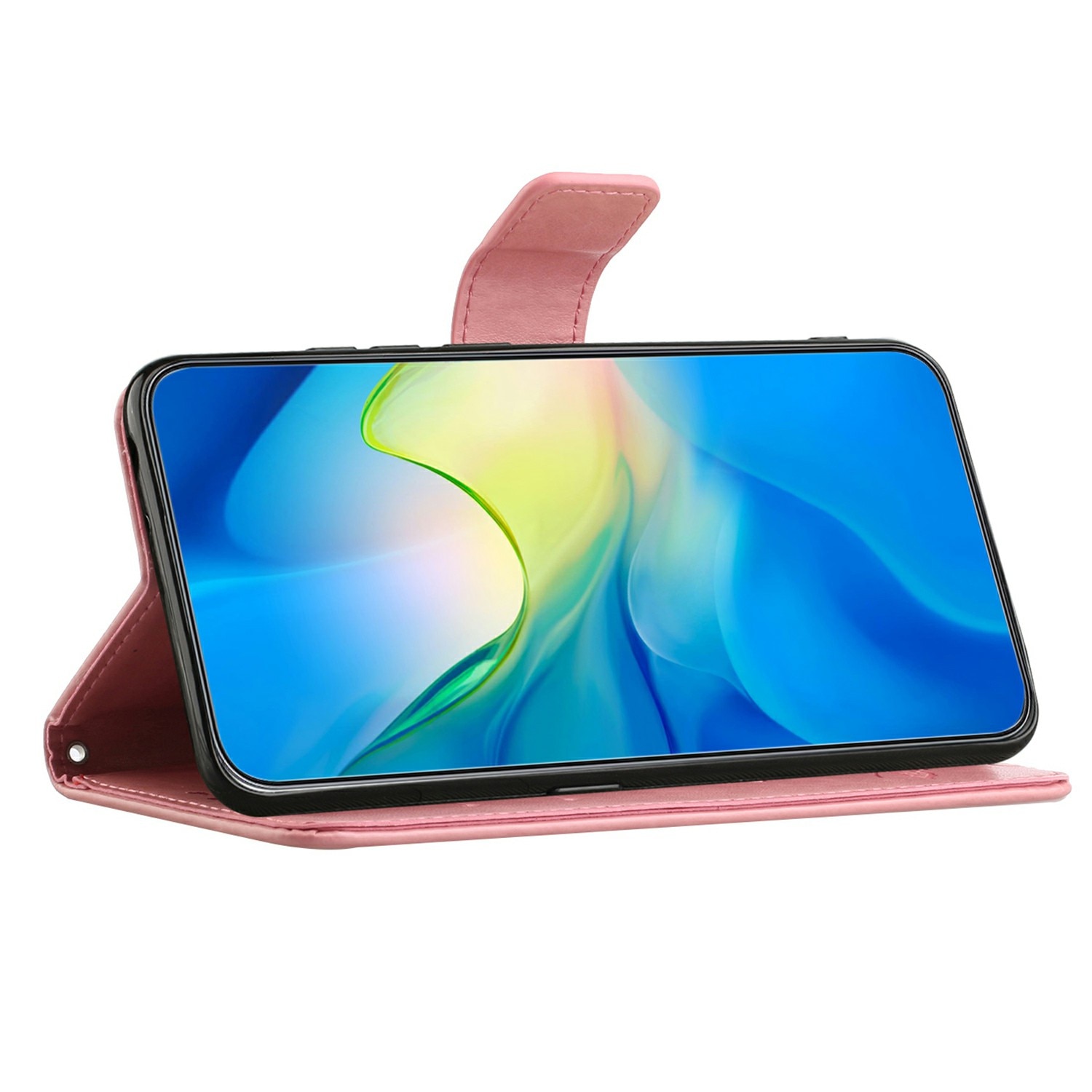 Nahkakotelo Perhonen Samsung Galaxy A17 Vaaleanpunainen