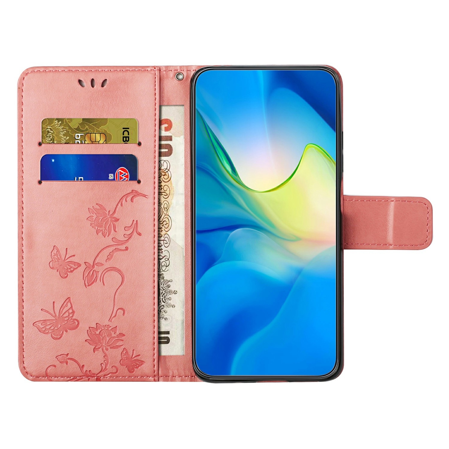Nahkakotelo Perhonen Samsung Galaxy A26 Vaaleanpunainen