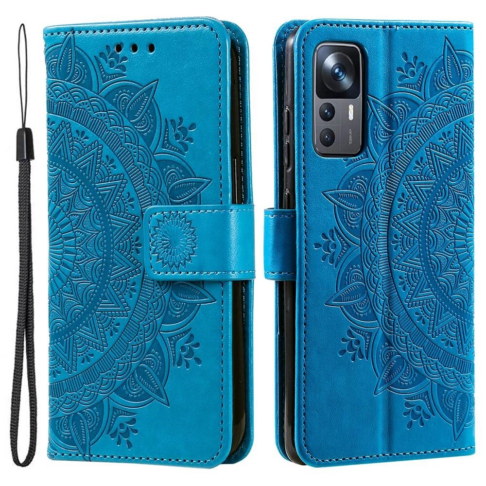 Nahkakotelo Mandala Xiaomi 12T/12T Pro sininen