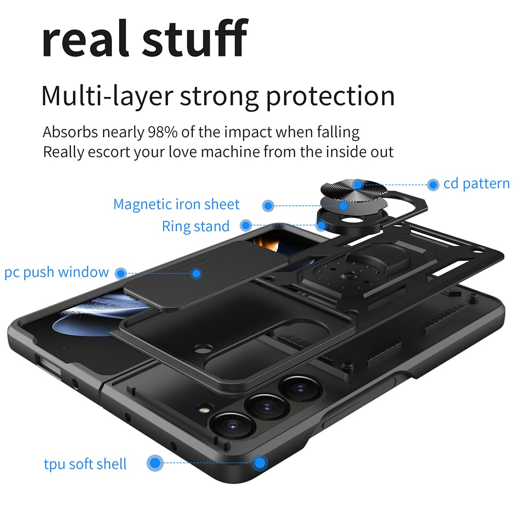 Hybridikuori Tech Ring+Kamerasuojalla Samsung Galaxy Z Fold 7 musta