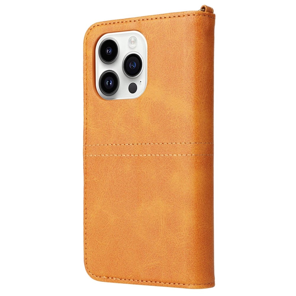 Magnet Leather Wallet iPhone 14 Pro cognac