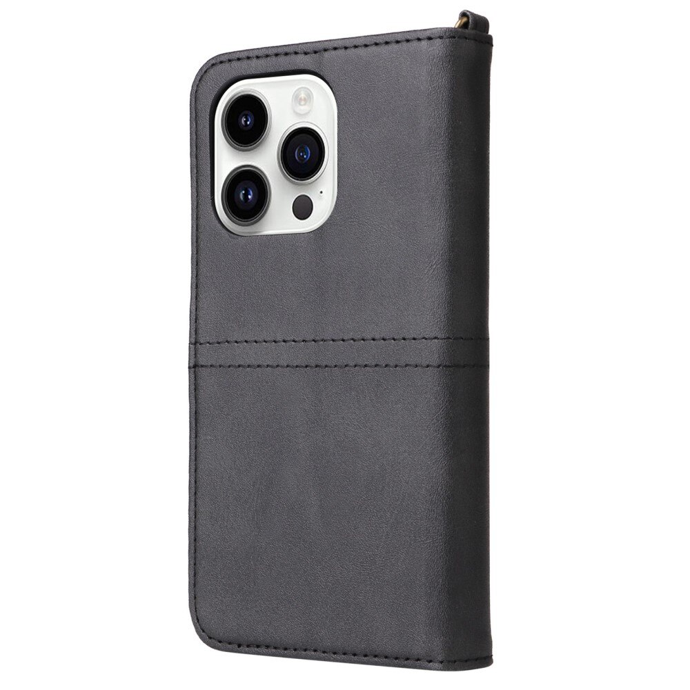 Magnet Leather Wallet iPhone 14 Pro musta