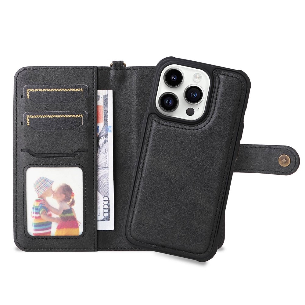 Magnet Leather Wallet iPhone 14 Pro musta