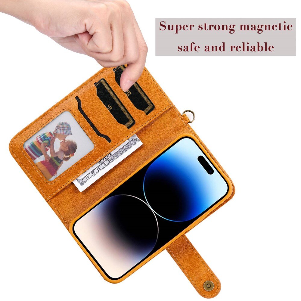 Magnet Leather Wallet iPhone 14 Pro musta