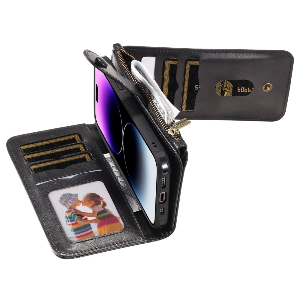 Magnet Leather Multi-Wallet iPhone 14 Pro Max musta