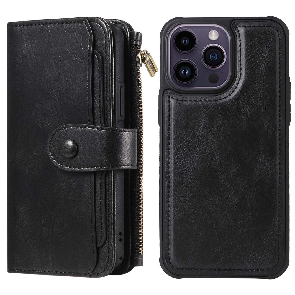 Magnet Leather Multi-Wallet iPhone 14 Pro Max musta