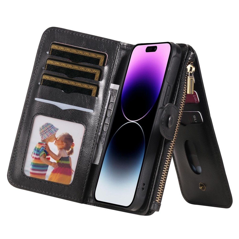 Magnet Leather Multi-Wallet iPhone 14 Pro Max musta