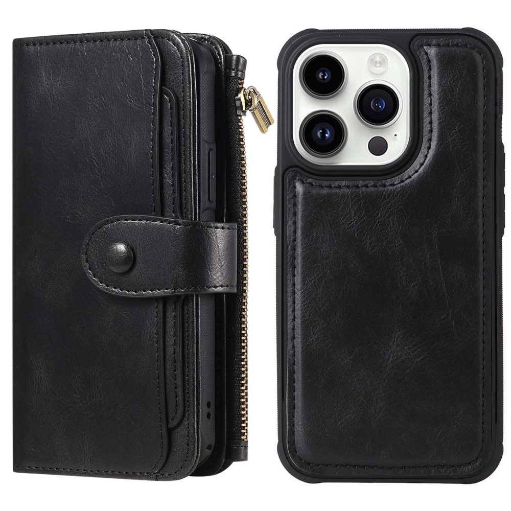 Magnet Leather Multi-Wallet iPhone 14 Pro musta