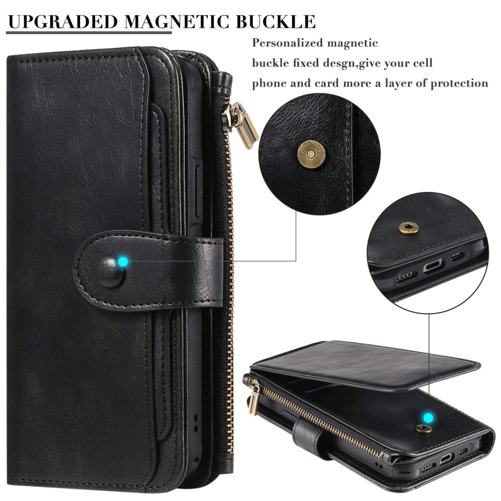 Magnet Leather Multi-Wallet iPhone 14 Pro musta