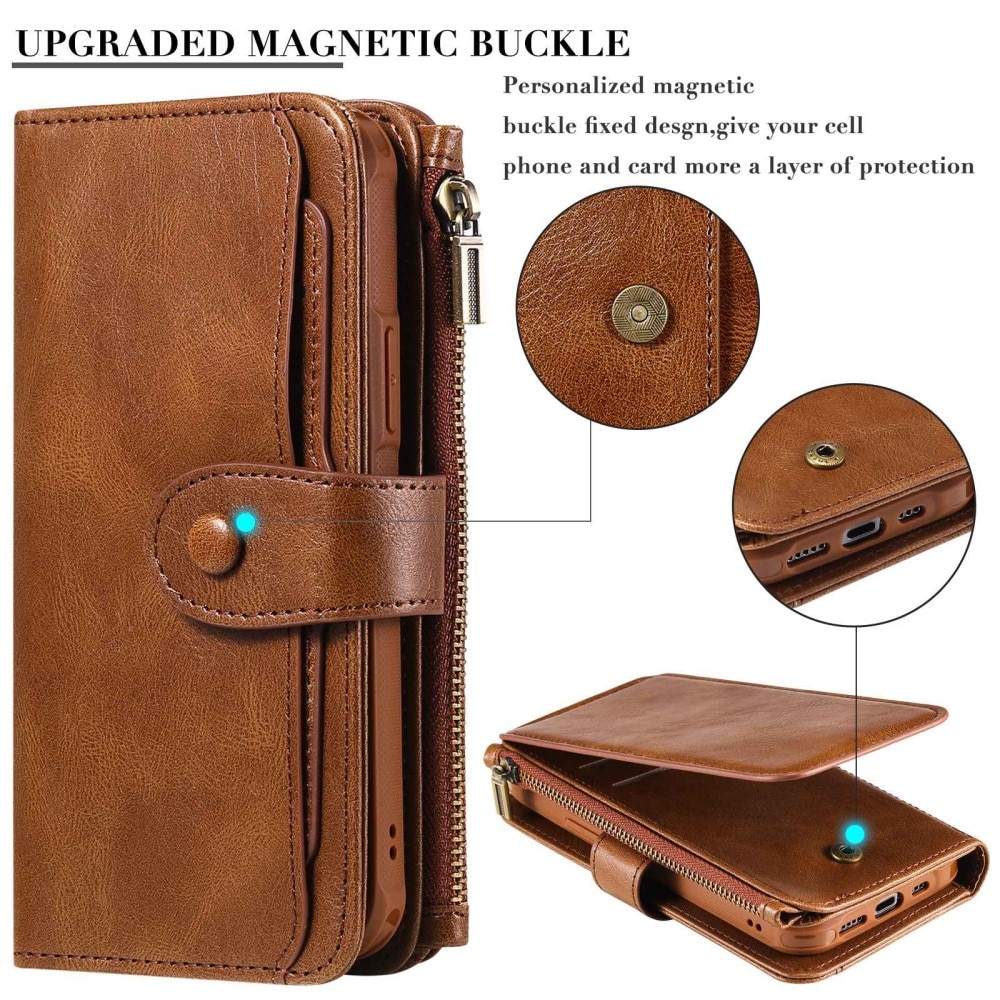 Magnet Leather Multi-Wallet iPhone 14 Pro ruskea