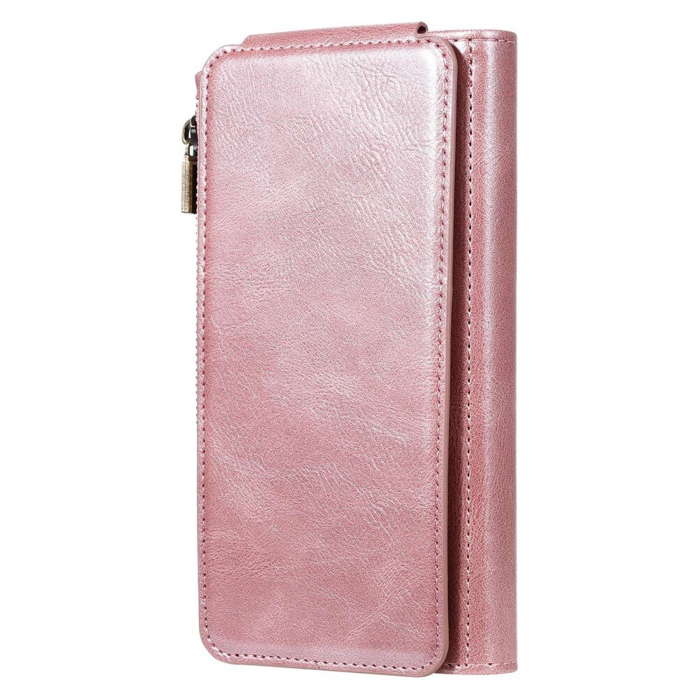 Magnet Leather Multi-Wallet iPhone 14 Pro vaaleanpunainen