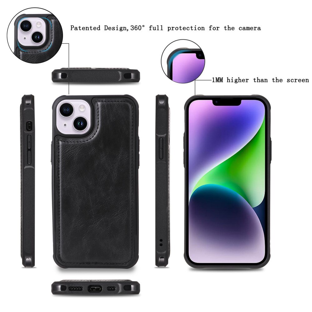 Magnet Leather Multi-Wallet iPhone 14 musta