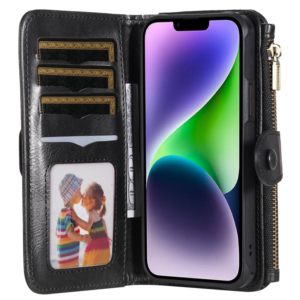 Magnet Leather Multi-Wallet iPhone 14 musta